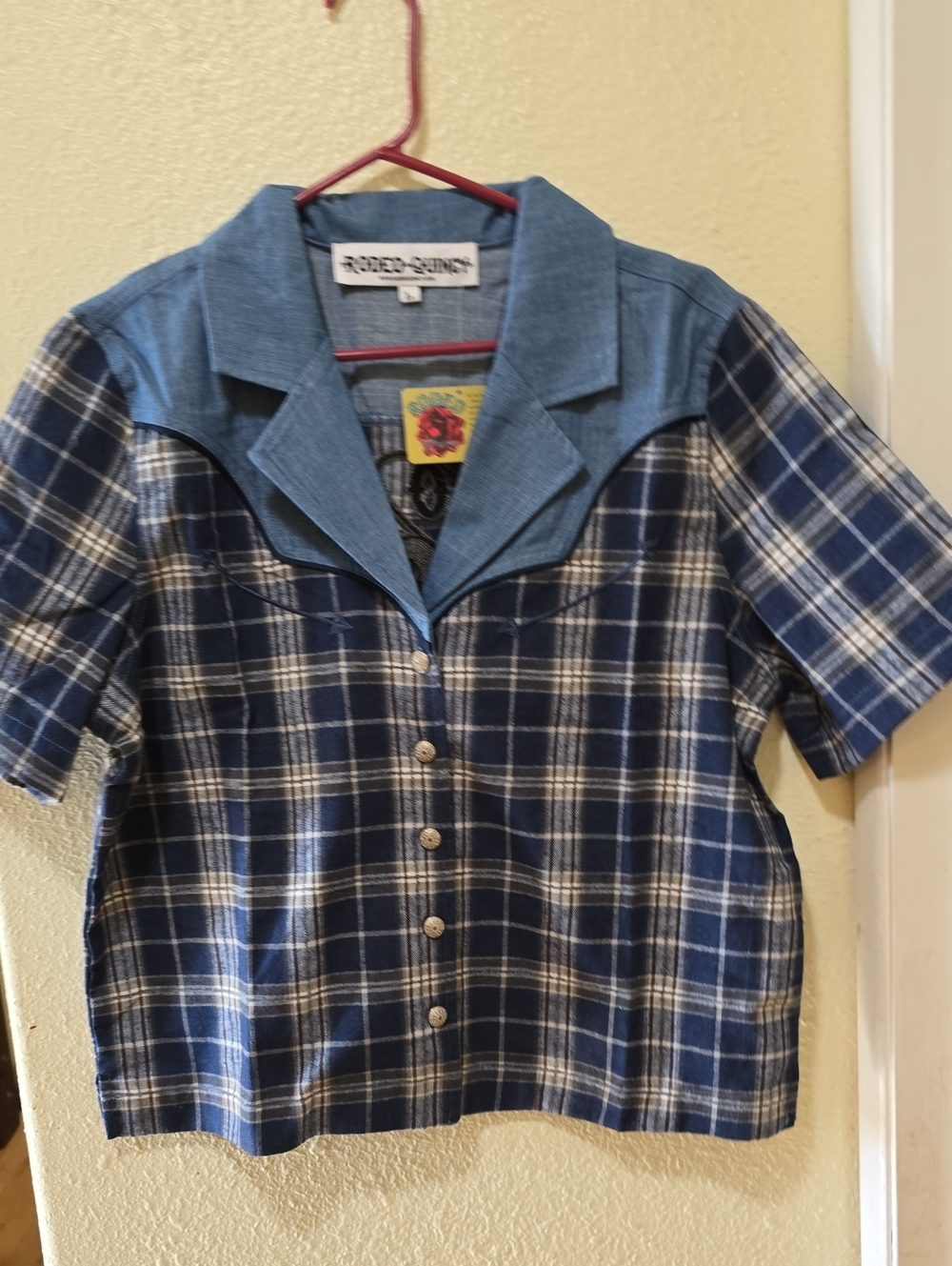 Rodeo Quincy Womens' Rodeo Rose Blue Plaid Western Shirt